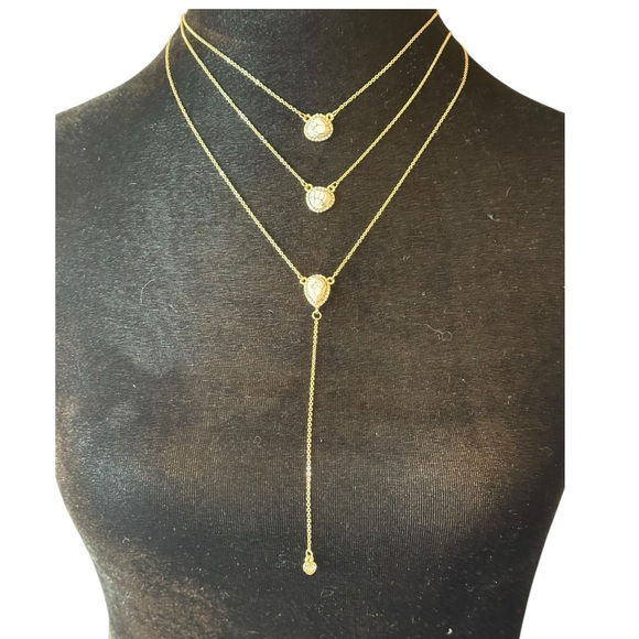 Layered Gold Natural Stone Necklace - Picture 2 of 6